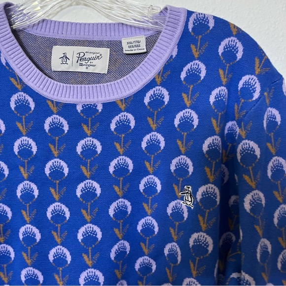 Original Penguin Veronica Blue and Lavender Women's Sweater sz xxl crew neck - Picture 2 of 6